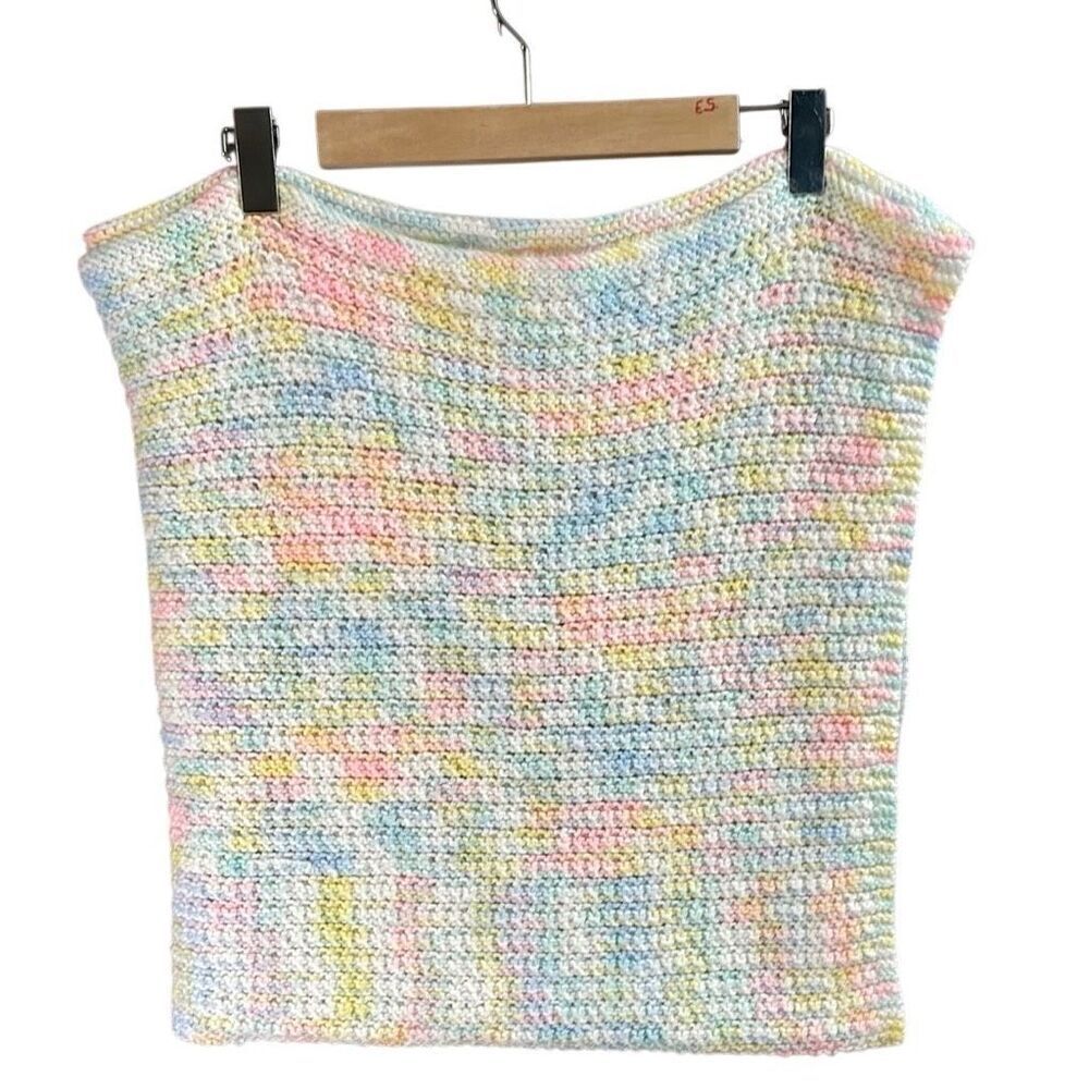 Crochet Handmade Baby Blanket Lap Blanket Pastel Colors Size Approx 48” x 48”